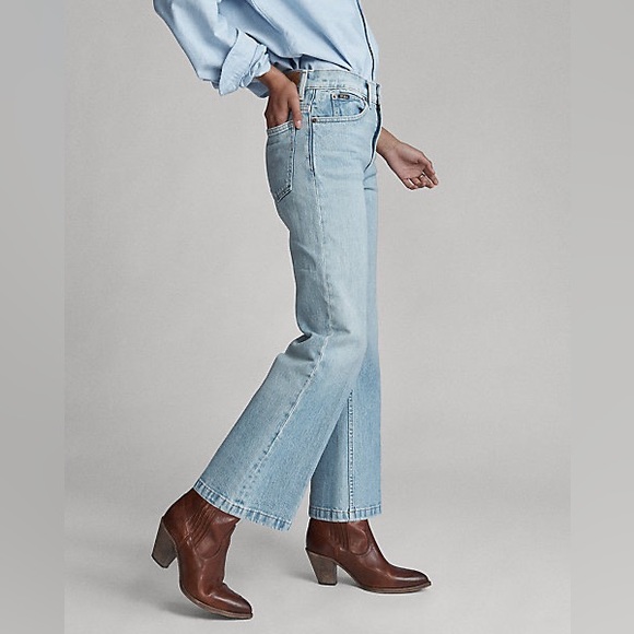 NWT Polo Ralph Lauren Laight Cropped Flare Jean Blue Size 29 - Picture 3 of 13